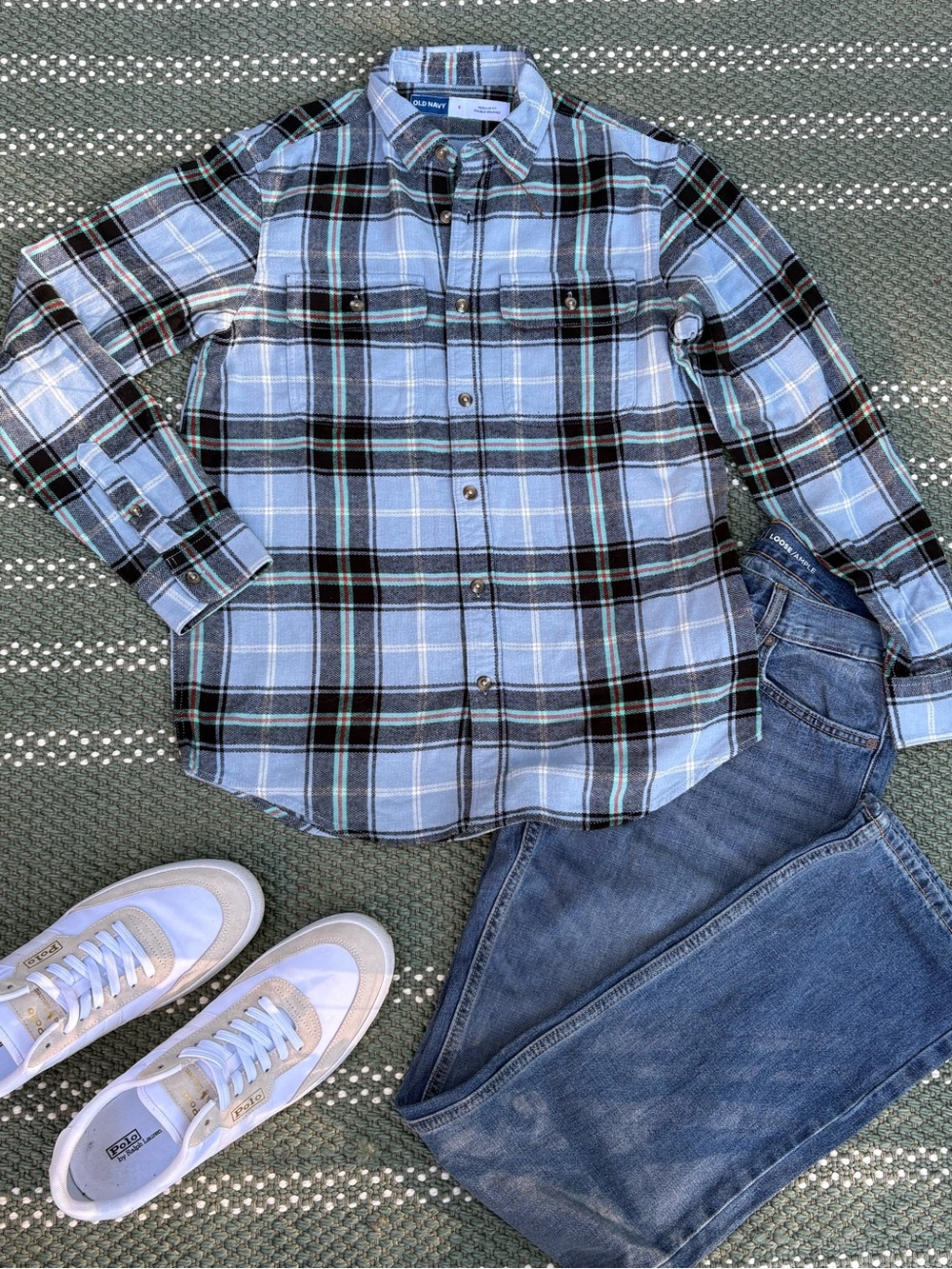 NWT Regular-Fit Light Blue Plaid Flannel Button-Down